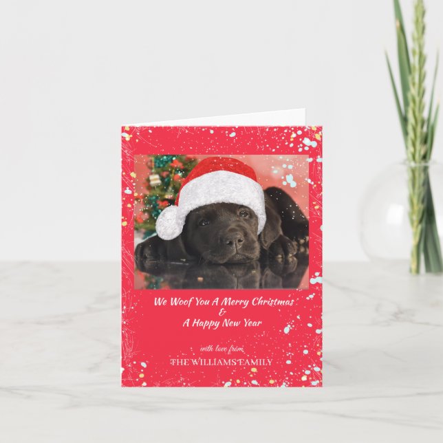 Pet Photo Personalized Dog Lover Merry Christmas  Card (Front)