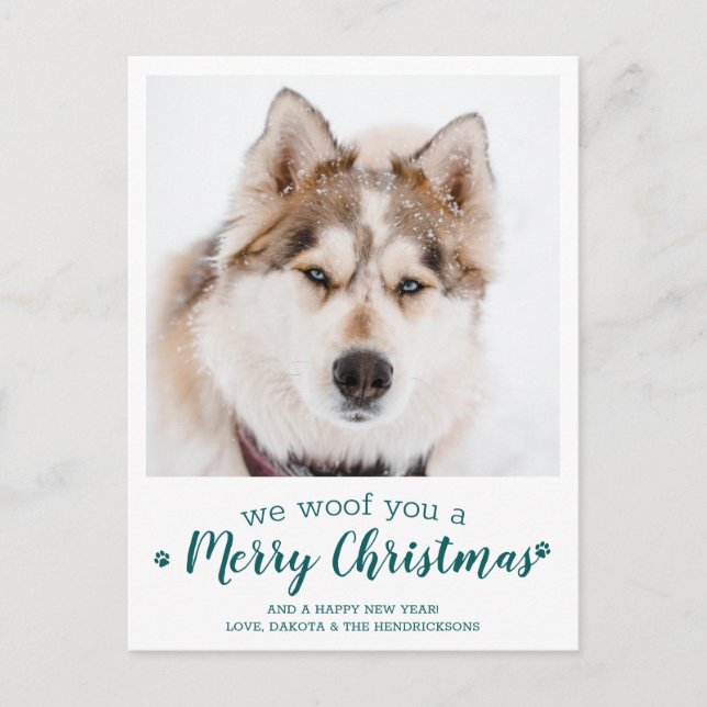 Pet Photo Personalized Dog Lover Merry Christmas  Holiday Postcard (Front)