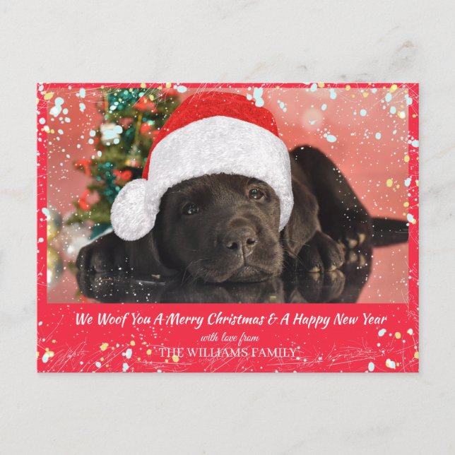 Pet Photo Personalized Dog Lover Merry Christmas Postcard (Front)