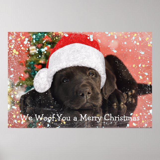 Pet Photo Personalized Dog Lover Merry Christmas  Poster (Front)