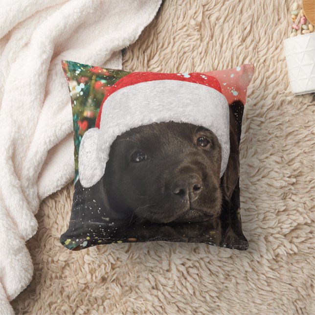 Pet Photo Personalized Dog Lover Merry Christmas   Throw Pillow (Blanket)