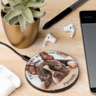 Pet photo personalized name French Bulldog dog cat Wireless Charger
