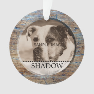 Pet Photo Personalized Name Rustic Wood Christmas Ornament