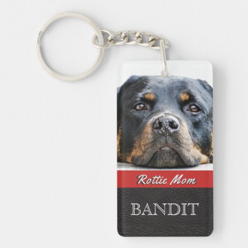 Pet Photo Personalized  Rottie Mom Rottweiler Dog Keychain