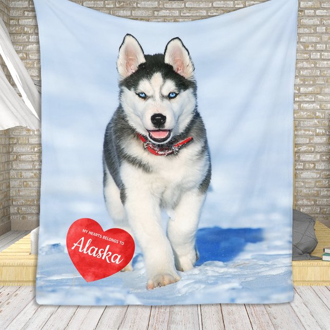 Pet Photo Personalized Simple Chic Dog Lover  Fleece Blanket (Creator Uploaded)
