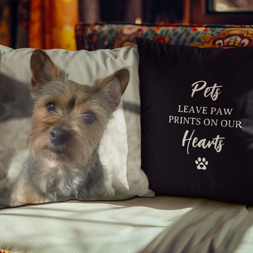 Pet Photo Pillow  Paw Print Tribute