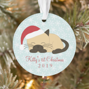 Pet Photo Pointed Cat Christmas Ornament