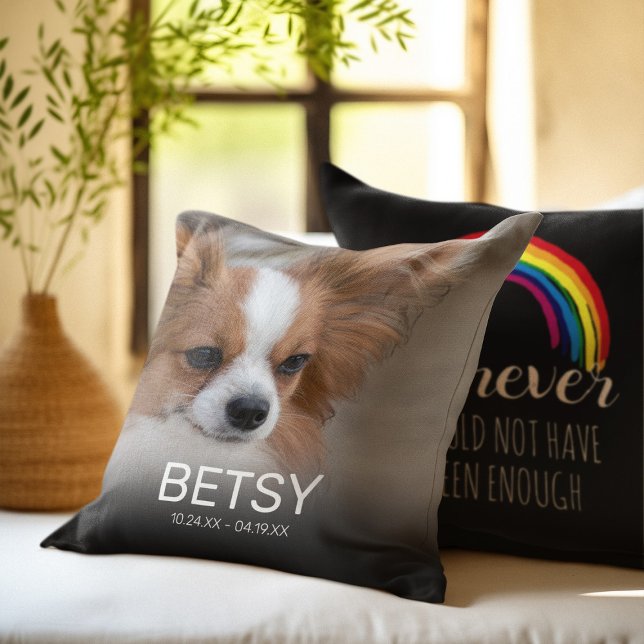 Pet Photo Rainbow Bridge Memorial Throw Pillow (Creator Uploaded)
