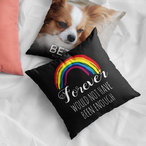 Pet Photo Rainbow Bridge Memorial Throw Pillow