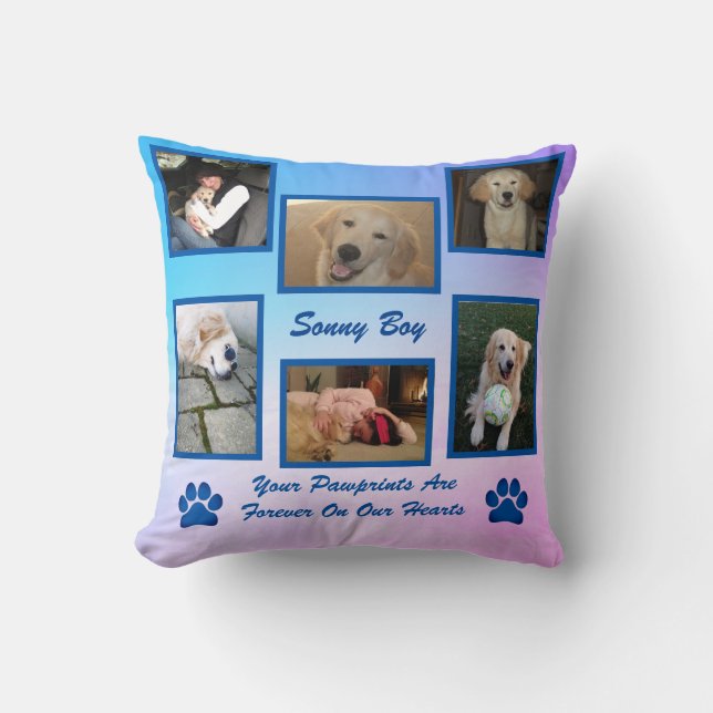 Pet Photo Rainbow Bridge  "Your Pawprints" Throw Pillow (Front)