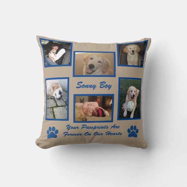Pet Photo Rainbow Bridge"Your Pawprints"  Throw Pillow (Front)