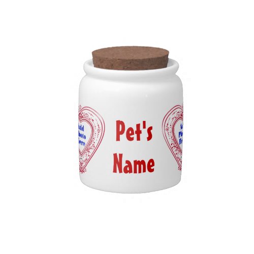 Pet Photo Red Hearts Treat Jar