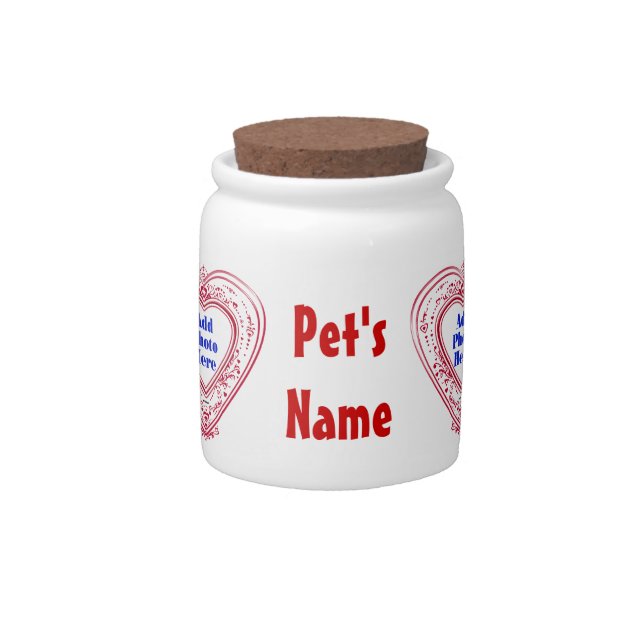 Pet Photo Red Hearts Treat Jar (Front)