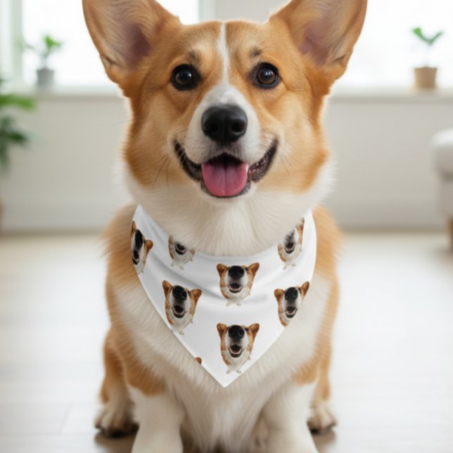 Pet photo Repeating Design Personalized Dog Gift Bandana Collar (Creator Uploaded)