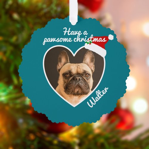 Pet Photo Santa Hat Happy Howlidays Cute Christmas Ornament Card