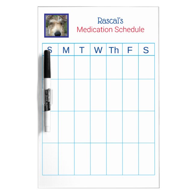 Pet Photo Schedule Dry Erase Board (Front)
