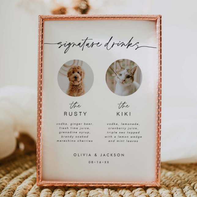 Pet Photo Signature Drink Menu Wedding Bar Sign (Creator Uploaded)