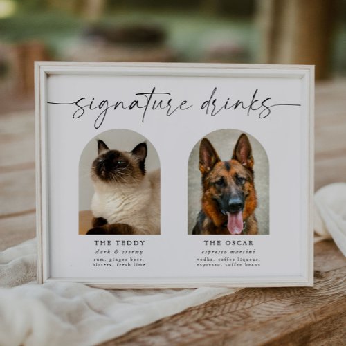 Pet Photo Signature Drinks Wedding Bar Sign