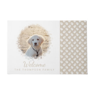Pet Photo Template In Beige And White With Paws Doormat