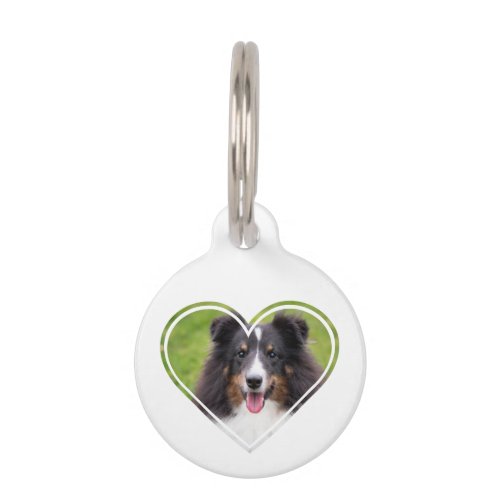 Pet Photo Template In Heart Shape With Pets Info Pet ID Tag