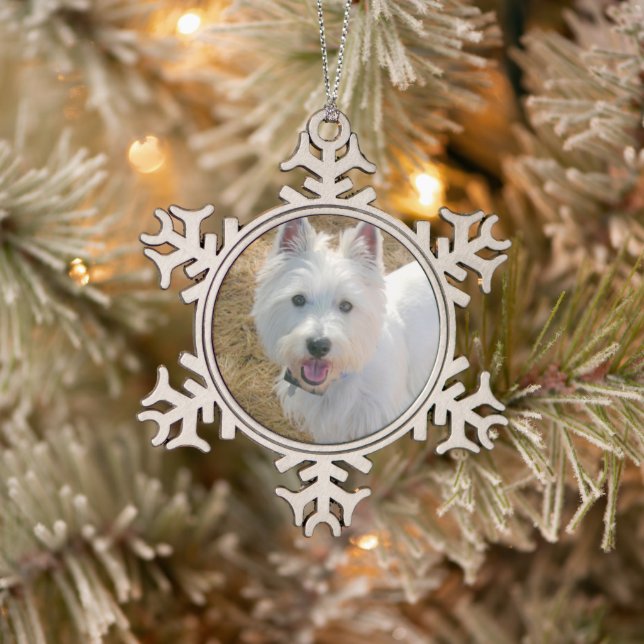 Pet Photo Template Pewter Christmas Tree Ornament (Tree)