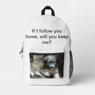 Pet Photo Text Print Cut Sew Backpack