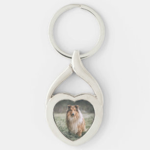Pet Photo Twisted Heart Metal Keychain