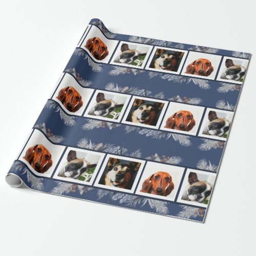 Pet Photo Watercolor Winter Themed Wrapping Paper