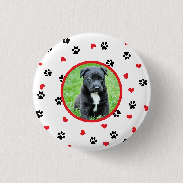 pet photo with cute sweet paw and heart pattern button (Front)