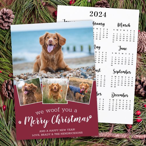 Pet Photo Woof You Merry Christmas 2024 Calendar Holiday Card