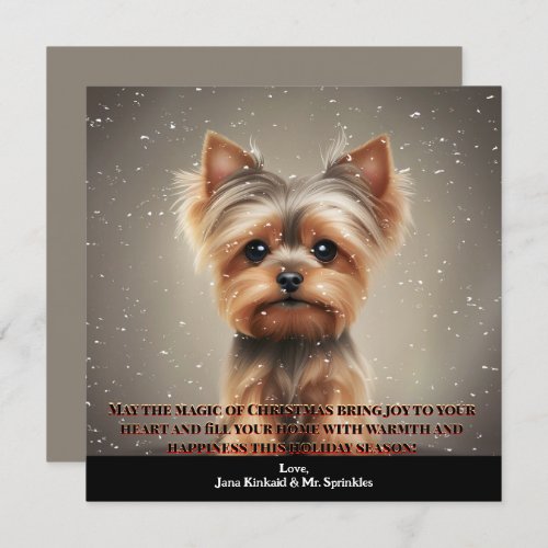 Pet Photo Yorkie Dog Fun Simple Christmas Card