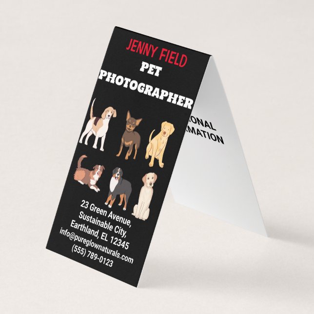 Pet Photographer Animal Photo Folded Business Card (Front)