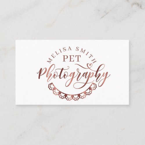 Pet photography in shape of a circle rose gold  business card