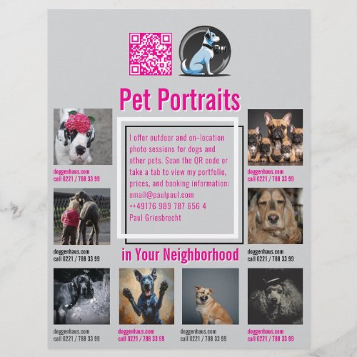 Pet Photography Session Flyer With QR Code &amp; Tear‑
