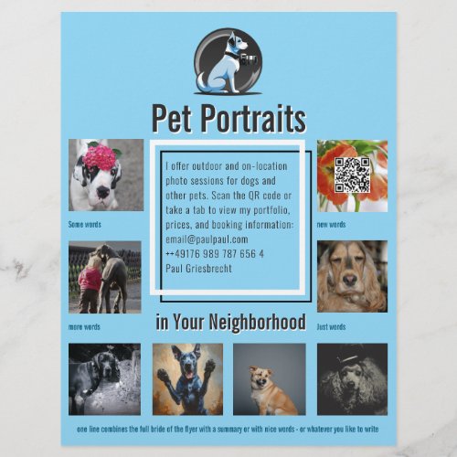 Pet Photography Session Flyer With QR Code &amp; Tear‑