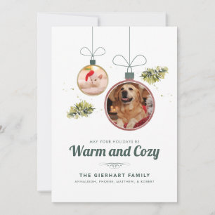 Pet Photos Family Christmas Modern Holiday Card