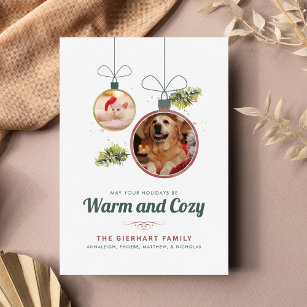 Pet Photos Family Christmas Modern Holiday Card