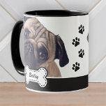 Pet Photos on Cute Dog Bone Add Name Mug<br><div class="desc">Add pet name in playful script typography on a simple dog bone name plate. Add custom pet photo.</div>