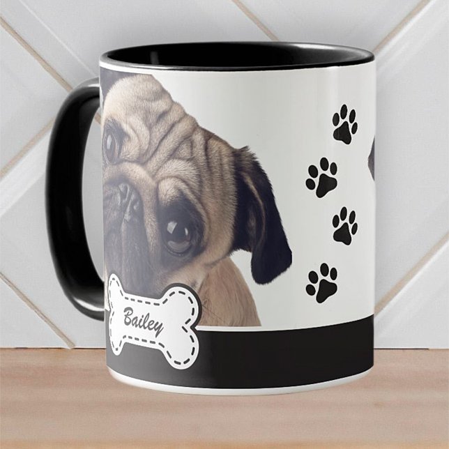 Pet Photos on Cute Dog Bone Add Name Mug (Creator Uploaded)