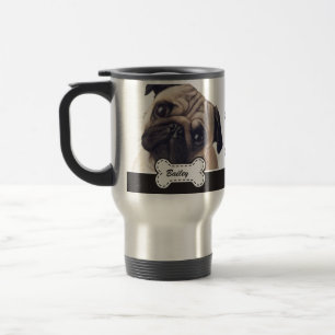 Pet Photos on Cute Dog Bone Add Name Travel Mug