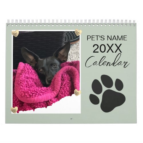 Pet Photos Paw Print Custom Calendar