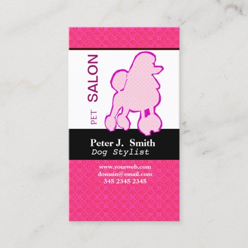 Pets Pink  Purple Poodle Loyalty Punch Card Business Card Template