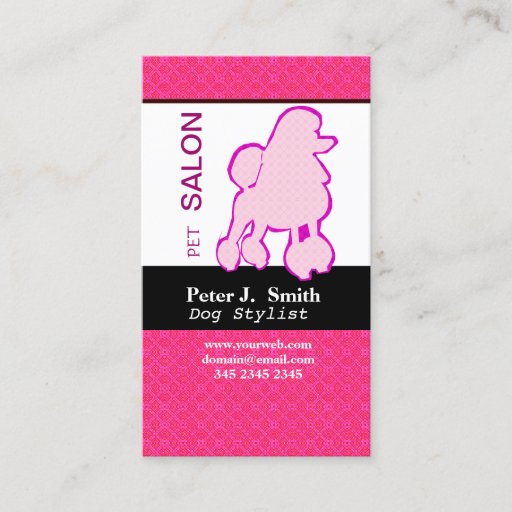 Customizable Pets Pink  Purple Poodle Loyalty Punch Card Business Card Template