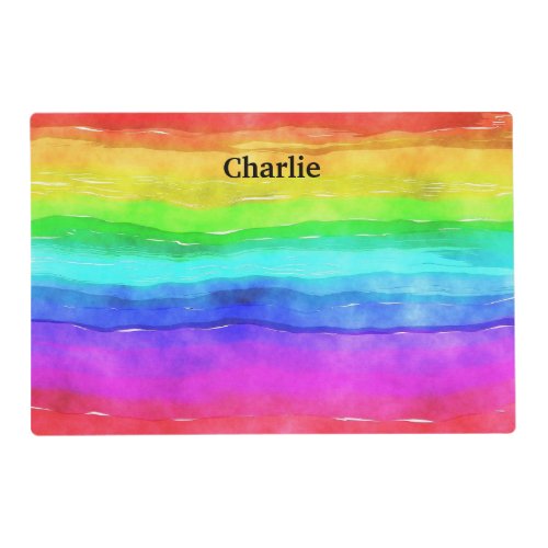 Pet Placemat with personalize Name Rainbow