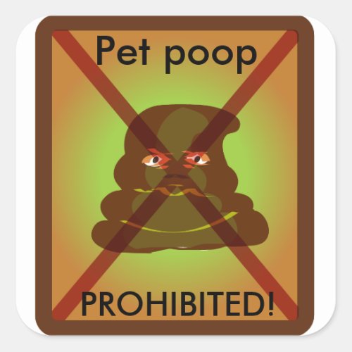 Pet poop PROHIBITED trashcan sticker