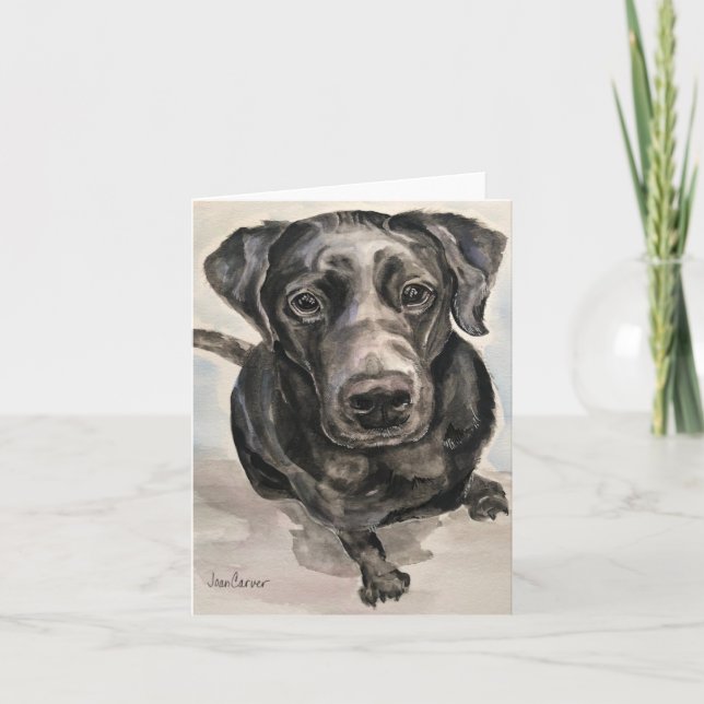 Pet Portrait - Black Lab - Young Pup Card (Front)