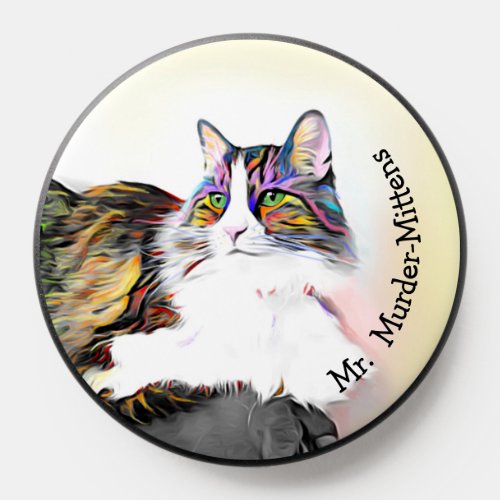 Pet portrait Custom PopGrip Black PopSocket