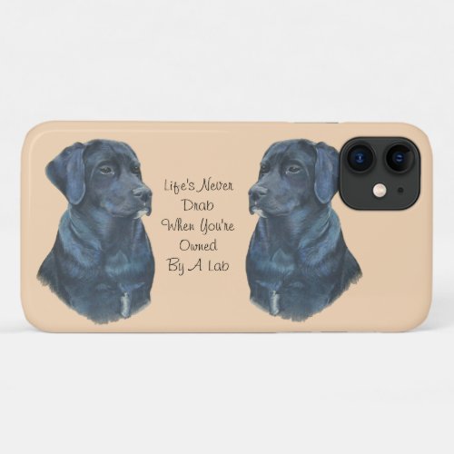 pet portrait picture of black labrador dog iPhone 11 case