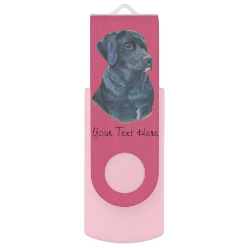 pet portrait picture of black labrador dog flash drive