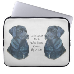 pet portrait picture of black labrador dog laptop sleeve